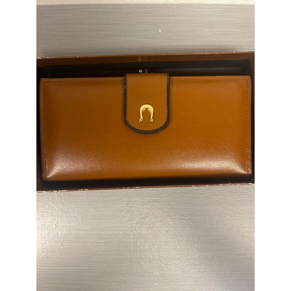 Vtg Classic Brown Cowhide Wallet Snap Bi-Fold Credit Cards Checkbook Photos NOS - Picture 2 of 10